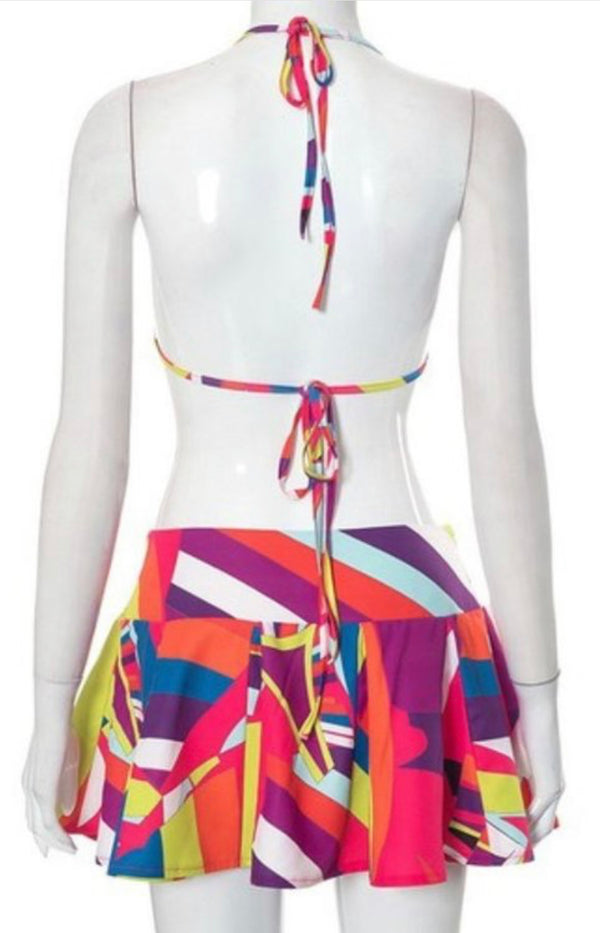 Multicolor Tennis Skirt 2 pc set
